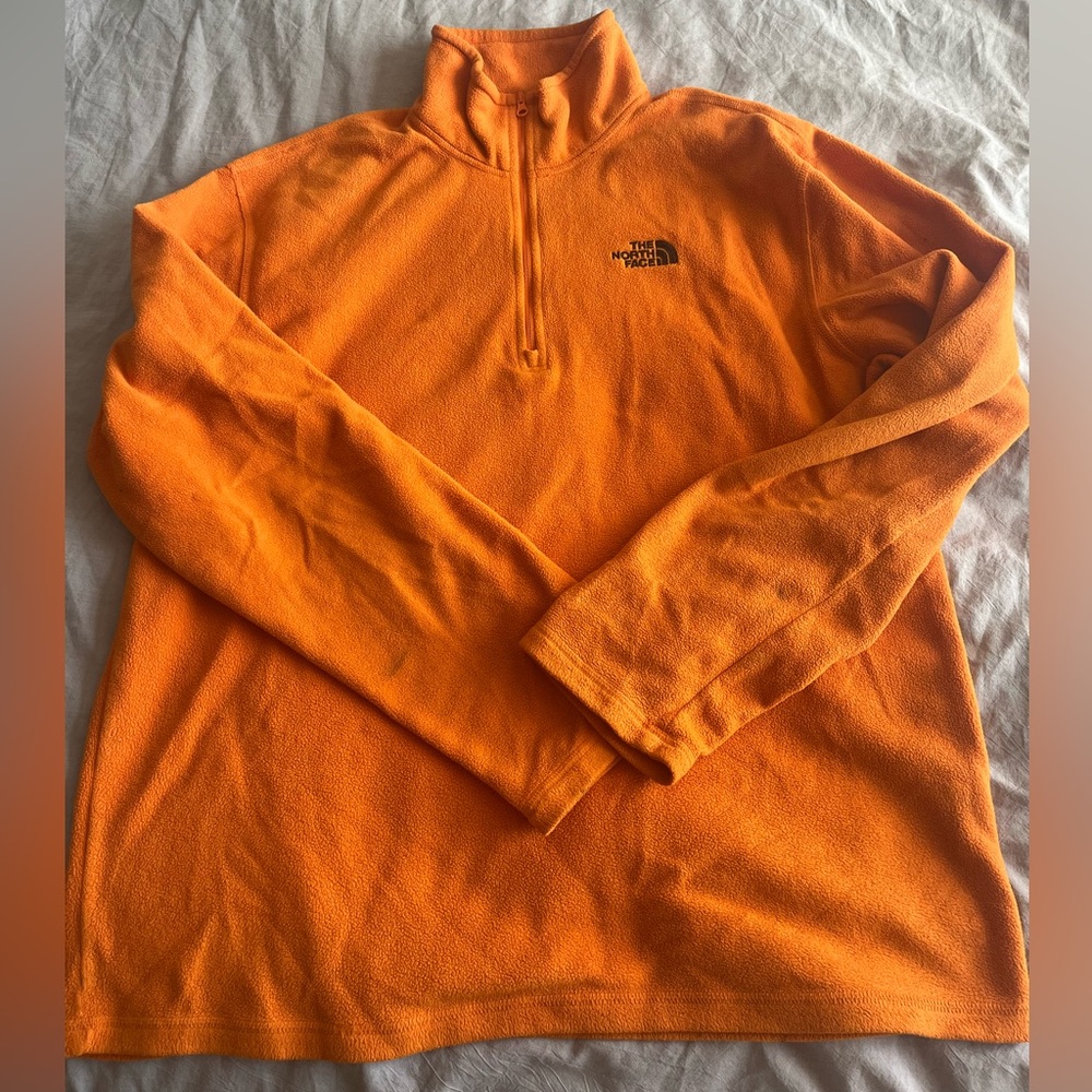 The North Face Men's Vibrant Orange Zip-Up Fleece Sweatshirt
